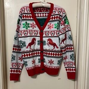 NWOT Festive Red and White Holiday Cardigan